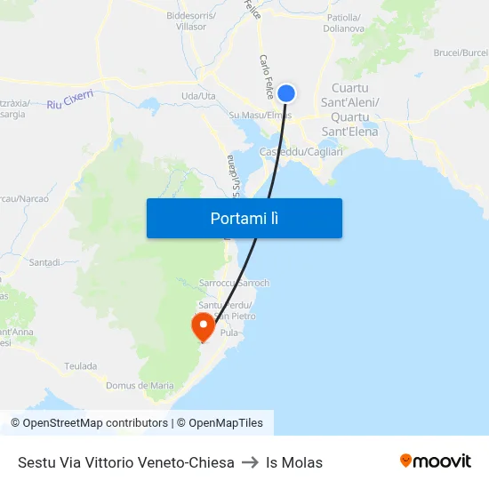 Sestu Via Vittorio Veneto-Chiesa to Is Molas map
