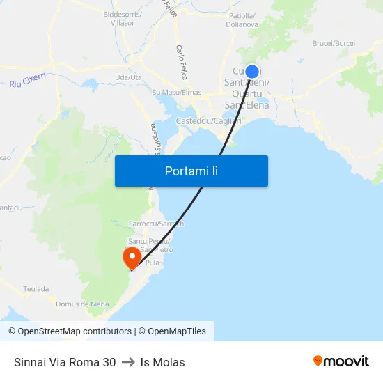 Sinnai Via Roma 30 to Is Molas map