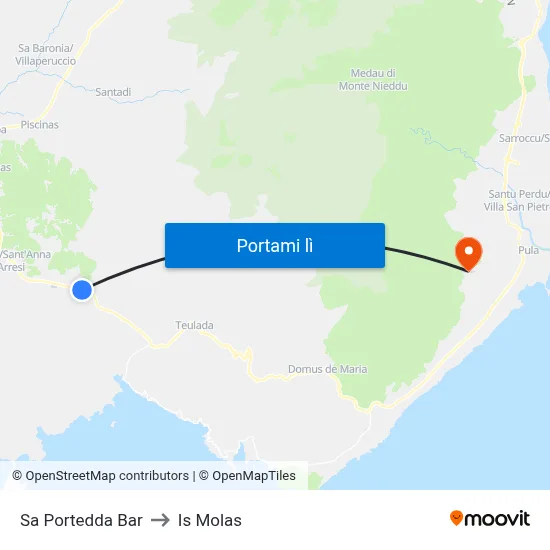 Sa Portedda Bar to Is Molas map