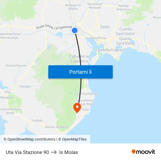 Uta Via Stazione 90 to Is Molas map