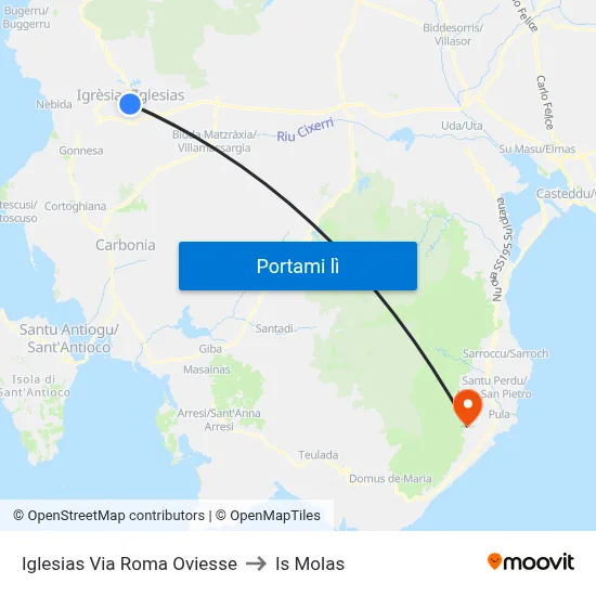 Iglesias Via Roma Oviesse to Is Molas map