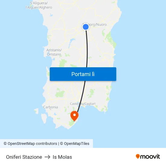 Oniferi Stazione to Is Molas map