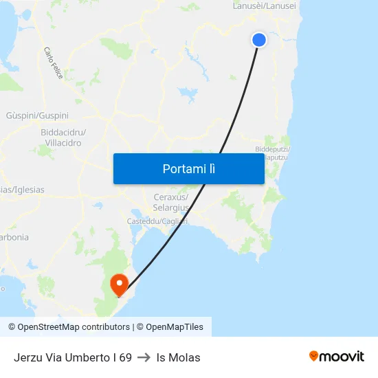 Jerzu Via Umberto I 69 to Is Molas map