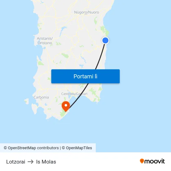 Lotzorai to Is Molas map