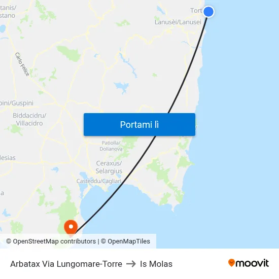 Arbatax Via Lungomare-Torre to Is Molas map