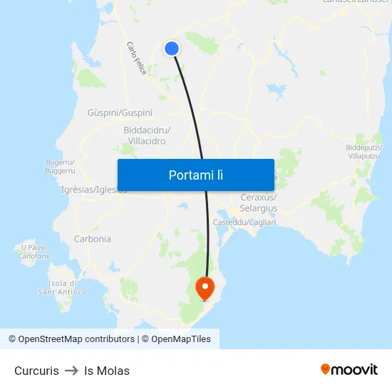 Curcuris to Is Molas map