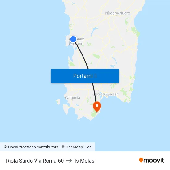 Riola Sardo Via Roma 60 to Is Molas map