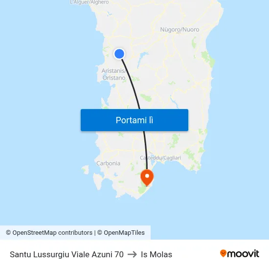 Santu Lussurgiu Viale Azuni 70 to Is Molas map