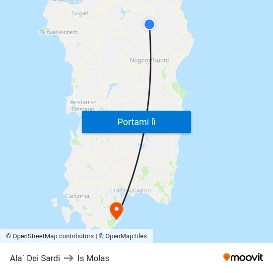 Ala` Dei Sardi to Is Molas map