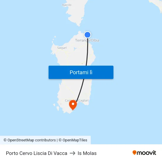 Porto Cervo Liscia Di Vacca to Is Molas map