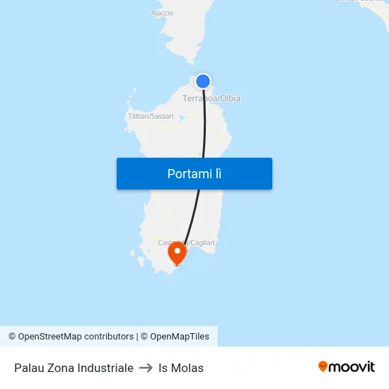 Palau Zona Industriale to Is Molas map