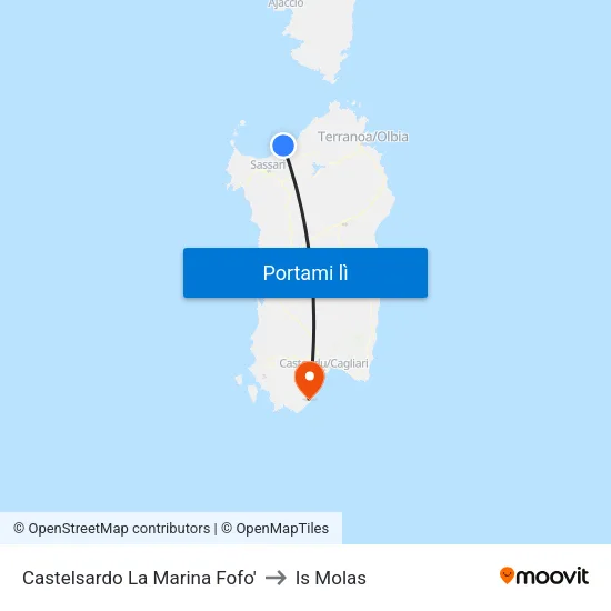 Castelsardo La Marina Fofo' to Is Molas map