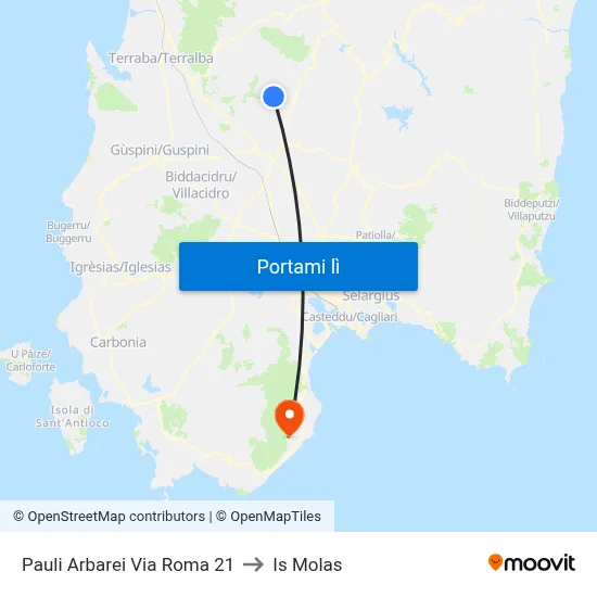 Pauli Arbarei Via Roma 21 to Is Molas map