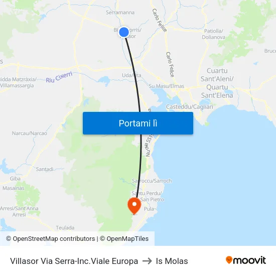 Villasor Via Serra-Inc.Viale Europa to Is Molas map