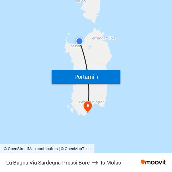 Lu Bagnu Via Sardegna-Pressi Bore to Is Molas map