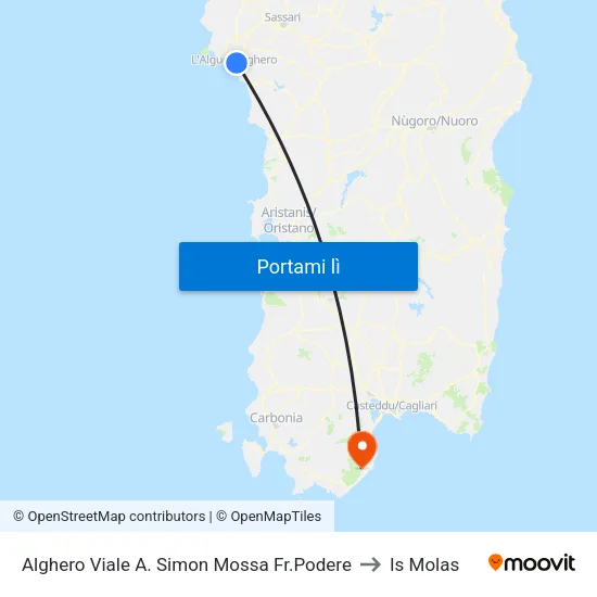 Alghero Viale A. Simon Mossa Fr.Podere to Is Molas map