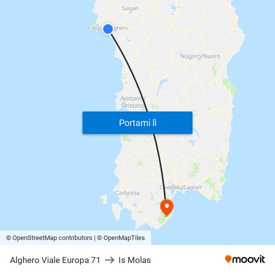 Alghero Viale Europa 71 to Is Molas map