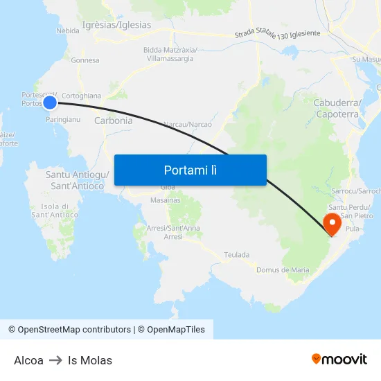 Alcoa to Is Molas map