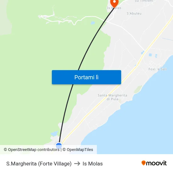 S.Margherita (Forte Village) to Is Molas map