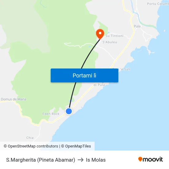 S.Margherita (Pineta Abamar) to Is Molas map