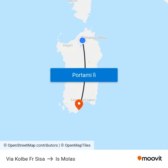 Via Kolbe Fr Sisa to Is Molas map