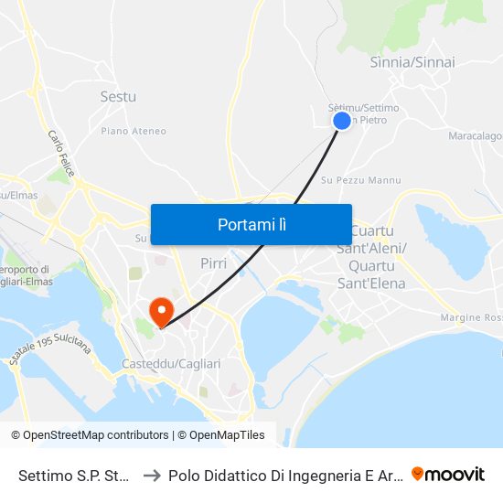 Settimo S.P. Stazione to Polo Didattico Di Ingegneria E Architettura map