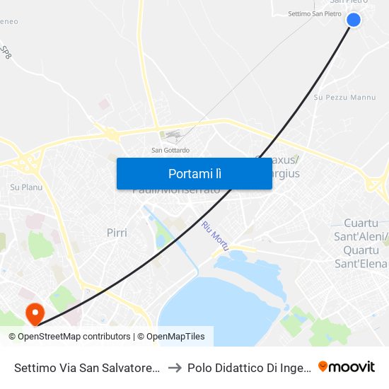 Settimo Via San Salvatore 53 (Settimo San Pietro) to Polo Didattico Di Ingegneria E Architettura map