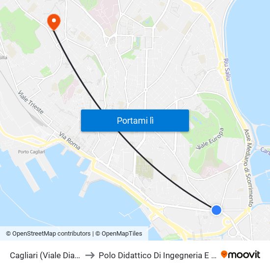 Cagliari (Viale Diaz-Rif. Ip) to Polo Didattico Di Ingegneria E Architettura map