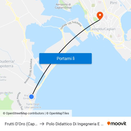 Frutti D'Oro (Capoterra) to Polo Didattico Di Ingegneria E Architettura map