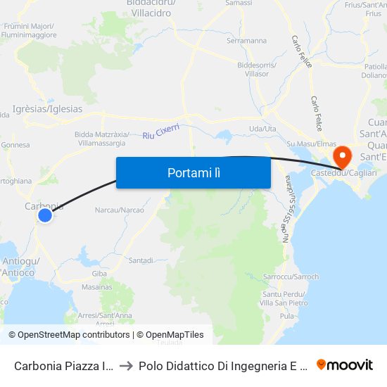 Carbonia Piazza Iglesias to Polo Didattico Di Ingegneria E Architettura map