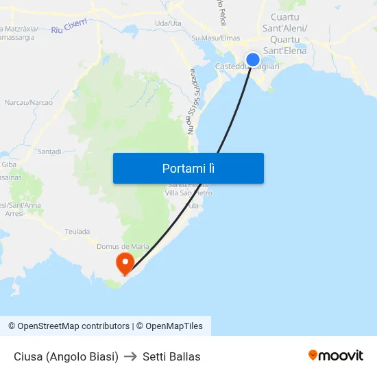 Ciusa (Angolo Biasi) to Setti Ballas map