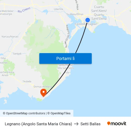 Legnano (Angolo Santa Maria Chiara) to Setti Ballas map