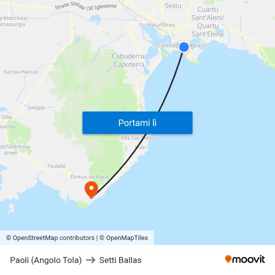 Paoli (Angolo Tola) to Setti Ballas map