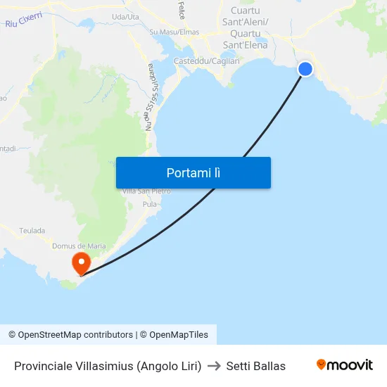 Provinciale Villasimius (Angolo Liri) to Setti Ballas map