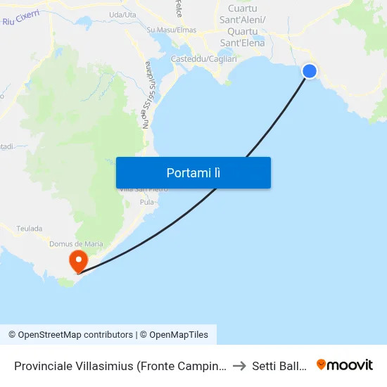 Provinciale Villasimius (Fronte Camping) to Setti Ballas map
