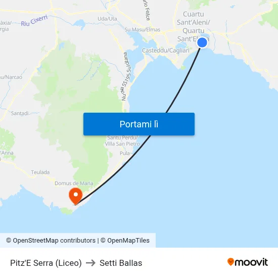 Pitz'E Serra (Liceo) to Setti Ballas map