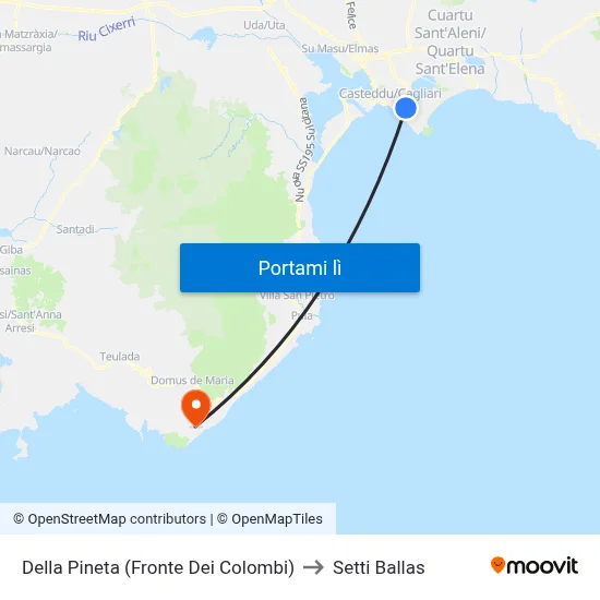 Della Pineta (Fronte Dei Colombi) to Setti Ballas map