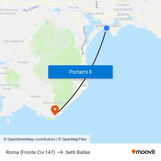 Roma (Fronte Civ.147) to Setti Ballas map