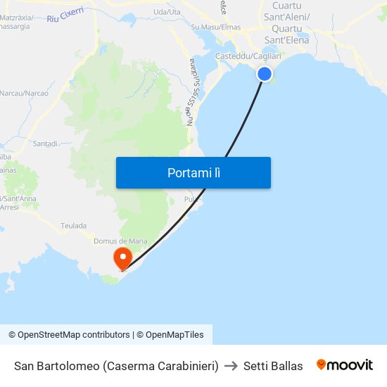 San Bartolomeo (Caserma Carabinieri) to Setti Ballas map