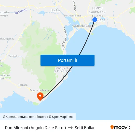 Don Minzoni (Angolo Delle Serre) to Setti Ballas map