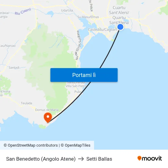 San Benedetto (Angolo Atene) to Setti Ballas map