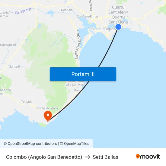 Colombo (Angolo San Benedetto) to Setti Ballas map