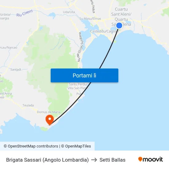 Brigata Sassari (Angolo Lombardia) to Setti Ballas map