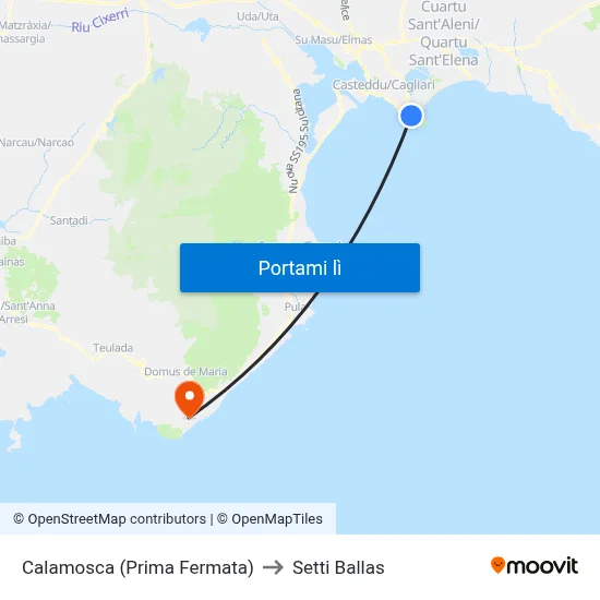 Calamosca (Prima Fermata) to Setti Ballas map