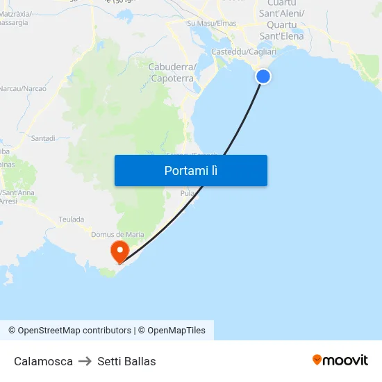 Calamosca to Setti Ballas map