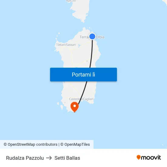 Rudalza Pazzolu to Setti Ballas map