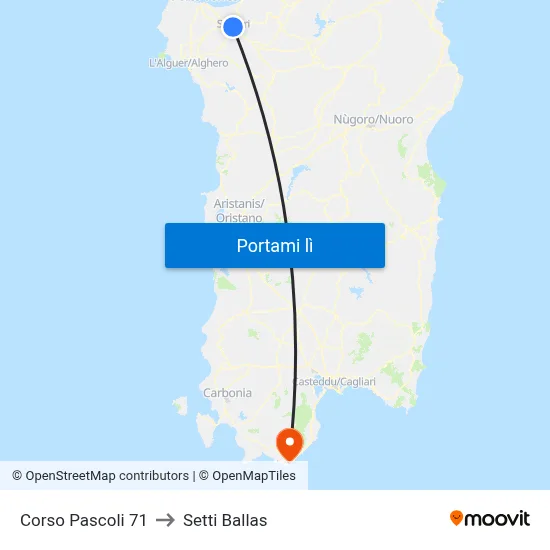 Corso Pascoli 71 to Setti Ballas map