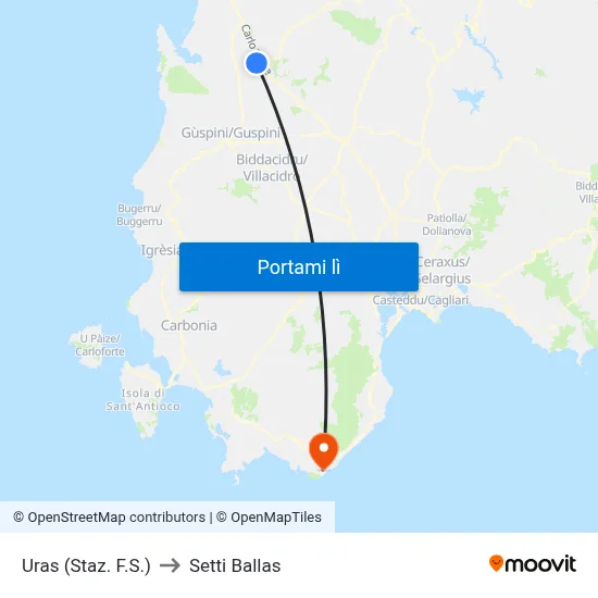 Uras (Staz. F.S.) to Setti Ballas map