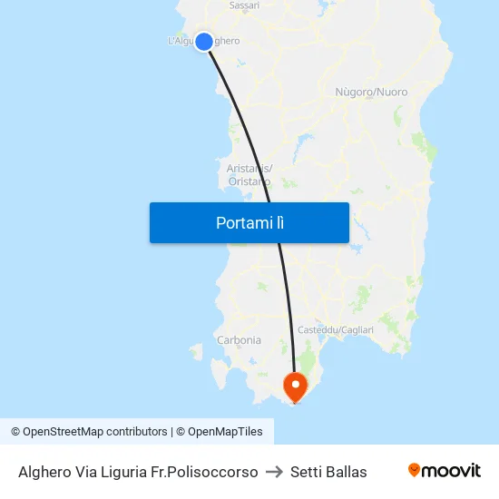 Alghero Via Liguria Fr.Polisoccorso to Setti Ballas map