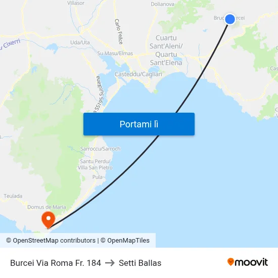 Burcei Via Roma Fr. 184 to Setti Ballas map